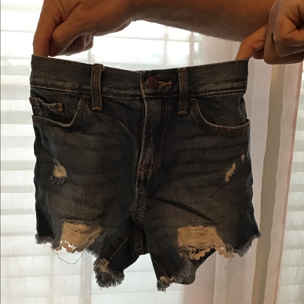 Juniors Ripped Blue Jean Shorts